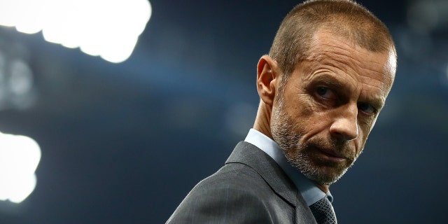 Aleksander Ceferin, president of UEFA, during the UEFA Champions League group H match between Chelsea FC and Zenit St. Petersburg at Stamford Bridge on Sept. 14, 2021, in London, United Kingdom.