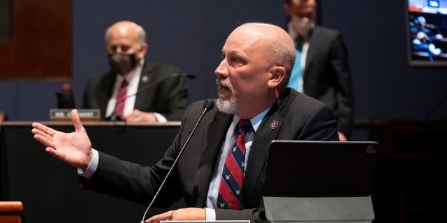 Rep. Chip Roy reacts to an objection to playing a video involving school board meetings before Attorney General Merrick Garland testifies at a House Judiciary Committee hearing at the U.S. Capitol on Oct. 21, 2021. (Greg Nash-Pool/Getty Images)