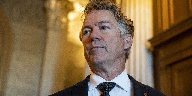 Sen. Rand Paul, a Republican from Kentucky, speaks with members of the media following a vote in the U.S. Capitol in Washington, D.C., on Tuesday, Jan. 11, 2022.