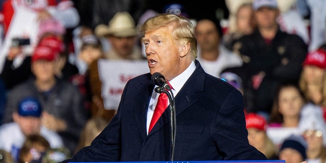 Former President Trump speaks during the 'Save America' rally at the Montgomery County Fairgrounds on Jan. 29, 2022 in Conroe, Texas.