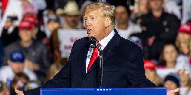 Former President Trump speaks during the 'Save America' rally at the Montgomery County Fairgrounds on Jan. 29, 2022 in Conroe, Texas.