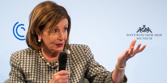 On, February 18, Nancy Pelosi  speaks at the Munich Security Conference in Bavaria, Munich.