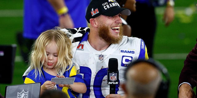 Cooper Kupp #10 of the Los Angeles Rams celebrates after Super Bowl LVI at SoFi Stadium on February 13, 2022 in Inglewood, California. The Los Angeles Rams defeated the Cincinnati Bengals 23-20.