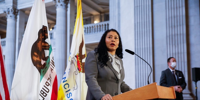 San Francisco Mayor London Breed speaks at a press conference Wednesday, Feb. 16, 2022, in San Francisco about the next steps she will be taking to replace three recalled school board members.