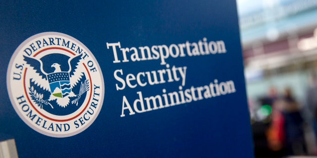 A Transportation Security Administration sign at Ronald Reagan National Airport in Washington, D.C., Feb. 25, 2015.