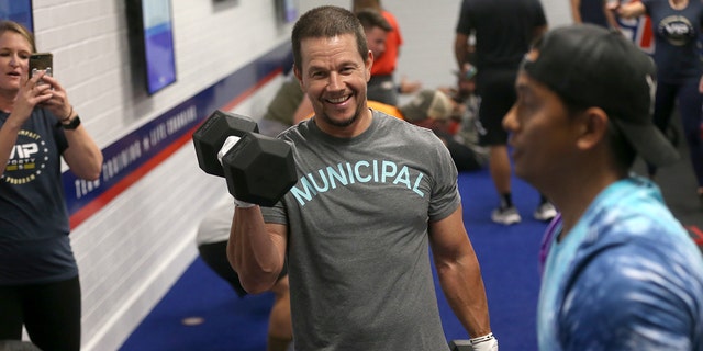 Mark Wahlberg hosts the opening of F45 Training at Miramar MCAs, the first fitness franchise on a US military base on June 11, 2021 in San Diego, California.