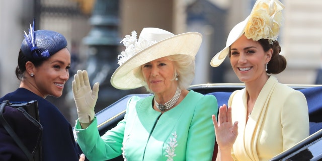 Meghan Markle, seen here with Camilla, Duchess of Cornwall, and Catherine, Duchess of Cambridge, became the Duchess of Sussex when she married Prince Harry.