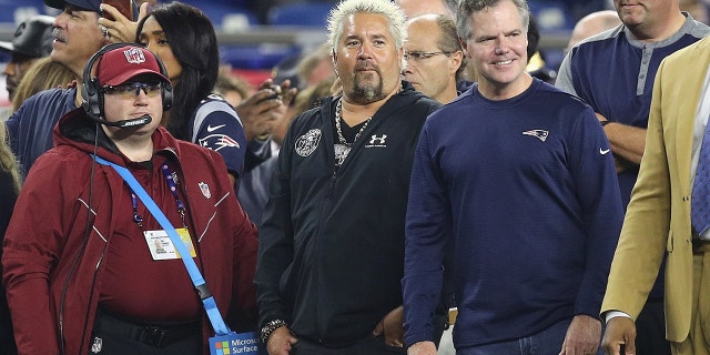 Guy Fieri looks on before the game between the Indianapolis Colts and the New England Patriots Gillette Stadium on Oct. 4, 2018 in Foxborough, Massachusetts.