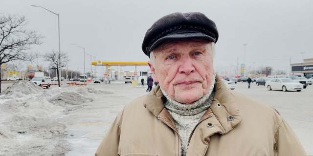 83-year-old Joachim Makhnik protests on Windsor Ambassadorial Bridge on Sunday morning