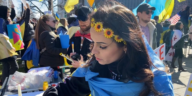 Thousands of protesters supporting Ukraine gathered in Washington, D.C., and demanded the Biden administration provide more help