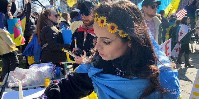 Thousands of protesters supporting Ukraine gathered in Washington, D.C., and demanded the Biden administration provide more help