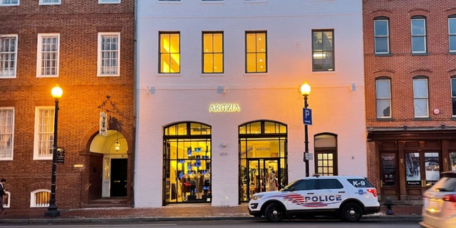 Police vehicle on M St. NW in Georgetown