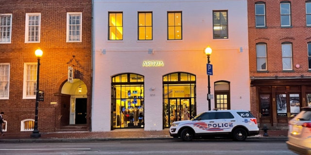 Police vehicle on M St. NW in Georgetown