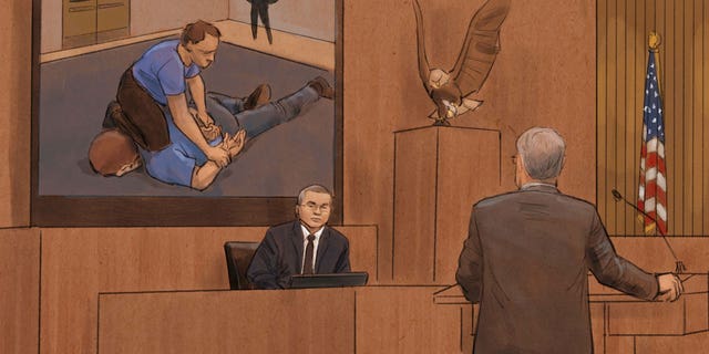 In this courtroom sketch, former Minneapolis police officer Tou Thao testifies during his trial in the killing of George Floyd in federal court in St. Paul, Minnesota, on Tuesday, Feb. 15, 2022.