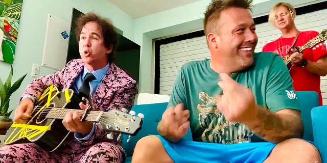JT Harding (left), with Uncle Kracker and Steve Taylor during a Zoom broadcast. Early in his career, Harding said: