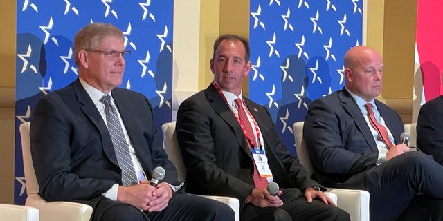 Republican Pennsylvania Senate candidate Jeff Bartos takes part on a panel at the Conservative Political Action Conference (CPAC), in Orlando, Florida on Feb. 25, 2022