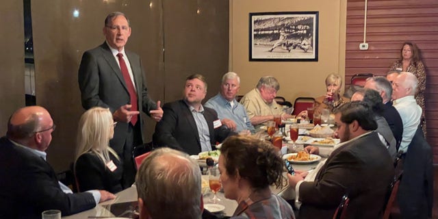 Republican Sen. John Boozman speaks with voters at a gathering in his home state of Arkansas.
