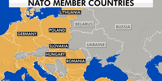 The map shows a map of NATO members