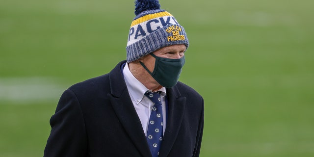 President and CEO Mark Murphy of the Green Bay Packers walks across the field before a game between the Los Angeles Rams and Packers during an NFC divisional playoff game at Lambeau Field Jan. 16, 2021, in Green Bay, Wis.