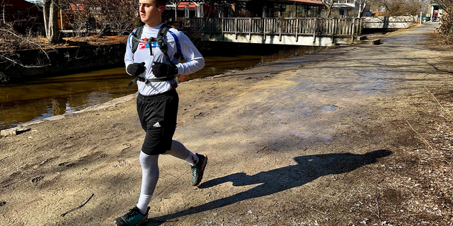 Michael Ferrara, a student running an ultra marathon in support of veterans