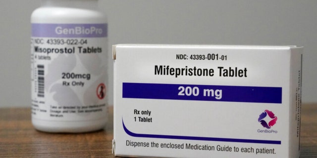 Containers of the medication used to end an early pregnancy sit on a table inside a Planned Parenthood clinic, Oct. 29, 2021, in Fairview Heights, Ill. 