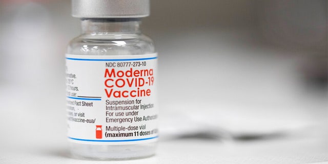 British drug regulators have become the first to approve an updated version of Moderna's COVID vaccine. Pictured: Moderna COVID vaccine at a pharmacy in Portland, Ore., on, Dec. 27, 2021.