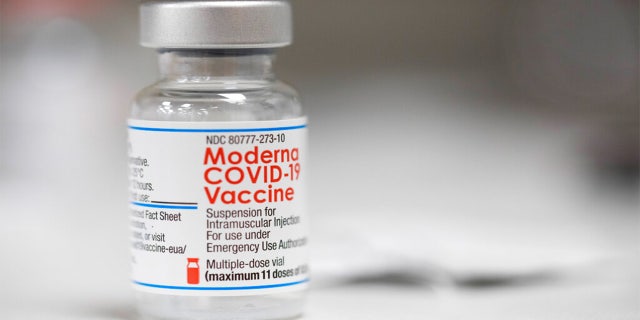 British drug regulators have become the first to approve an updated version of Moderna's COVID vaccine. Pictured: Moderna COVID vaccine at a pharmacy in Portland, Ore., on, Dec. 27, 2021.