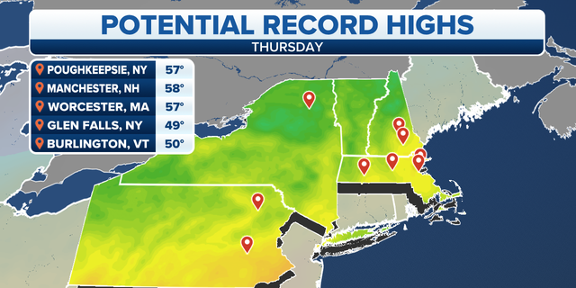 Potential record highs in Northeast