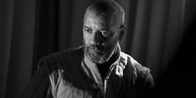 This image released by A24 shows Denzel Washington in a scene from "The Tragedy of Macbeth."