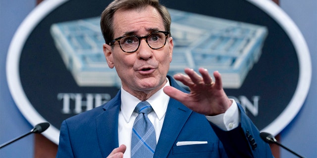 Pentagon spokesman John Kirby speaks during a briefing at the Pentagon in Washington, Thursday, Feb. 3, 2022. (AP Photo/Andrew Harnik)