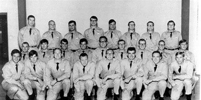 In this group shot is Detective Joe Fanciulli (top row, third from left) at the Lakewood Police Academy graduation, circa July 1970. 