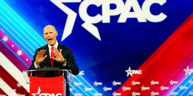 Sen. Rick Scott, R-Fla., speaks at the Conservative Political Action Conference (CPAC) Saturday, Feb. 26, 2022, in Orlando, Fla. 