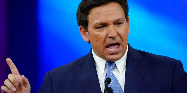 Florida Gov. Ron DeSantis, a Republican, speaks at the Conservative Political Action Conference (CPAC) on Feb. 24, 2022, in Orlando, Fla. 