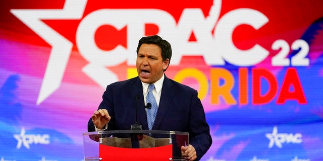 Florida Gov. Ron DeSantis speaks at the Conservative Political Action Conference (CPAC) Thursday, Feb. 24, 2022, in Orlando, Fla.