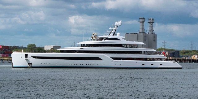 Super yacht Dilbar, owned by Russian billionaire Alisher Usmanov, departed the Port of Southampton in the United Kingdom, in June 2021.