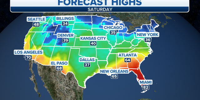 Saturday forecast highs