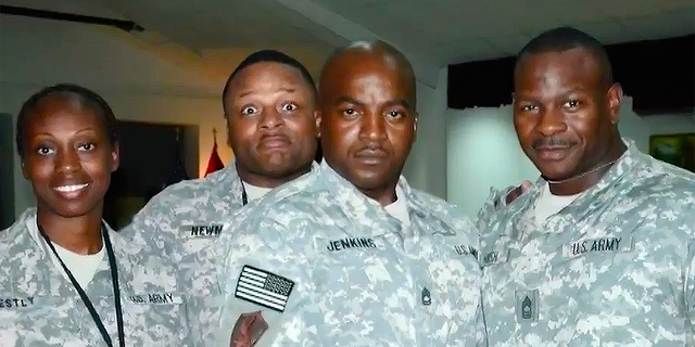 Andre Rush (far right) is pictured in his Army uniform along with others who served. Rush spent 24 years in the military.