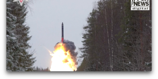 Russia launches intercontinental ballistic missile as part of nuclear drills on Feb. 19, 2022. 