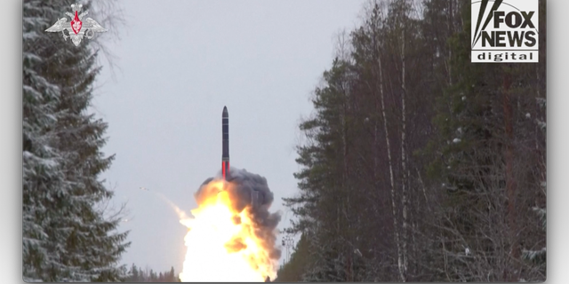Russia launches intercontinental ballistic missile as part of nuclear drills on Feb. 19, 2022.