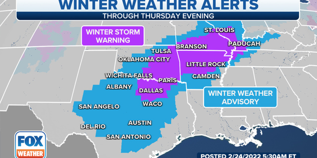 Southern winter weather alerts