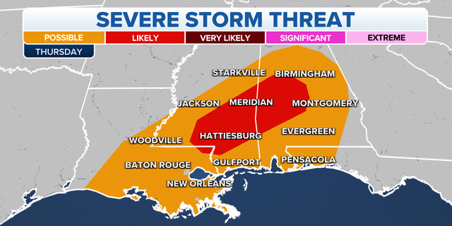 Southeastern severe storm threat