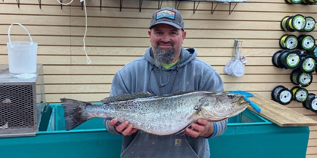 Todd Spangler reeled in a 12-pound, 8-ounce speckled trout on Feb. 9, 2022. 