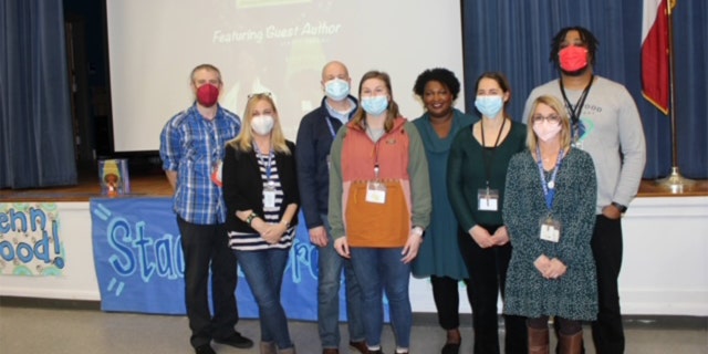 Georgia Democratic gubernatorial candidate Stacey Abrams spoke without a mask to masked students at Glennwood Elementary School in Decatur, Georgia, Friday, Feb. 4, 2022. (Photo: OutKick)