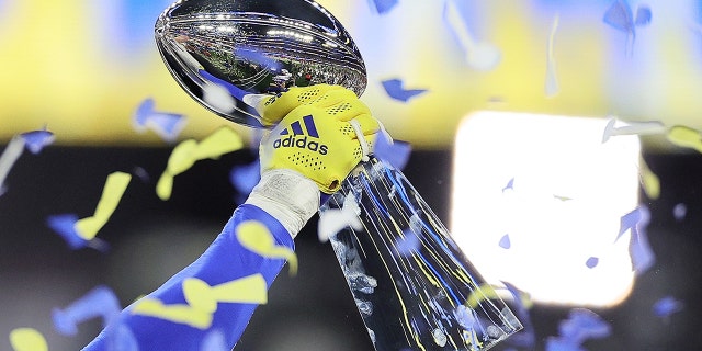 The Vince Lombardi Trophy after Super Bowl LVI at SoFi Stadium Feb. 13, 2022 in Inglewood, Calif. The Los Angeles Rams defeated the Cincinnati Bengals 23-20.