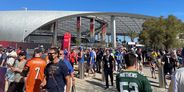 Fans start to pack SoFi Stadium in Inglewood, California, on Feb. 13, 2022.