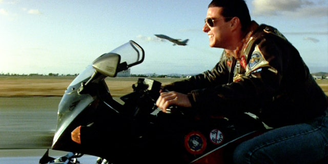 LOS ANGELES - MAY 16: The movie "Top Gun", directed by Tony Scott. Seen here, Tom Cruise as Lt. Pete "Maverick" Mitchell riding a Kawasaki GPZ 900 R. Initial theatrical release May 16, 1986. Screen capture. Paramount Pictures. (Photo by CBS via Getty Images)