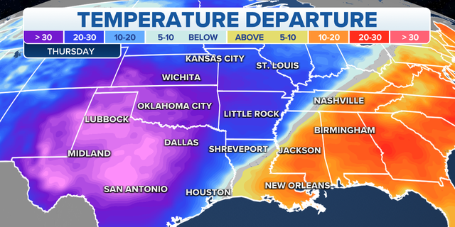 U.S. temperature departure 