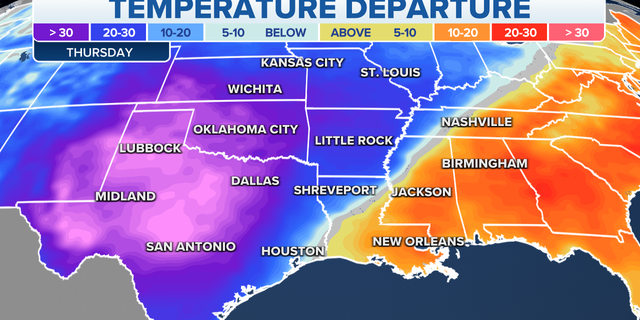 U.S. temperature departure 