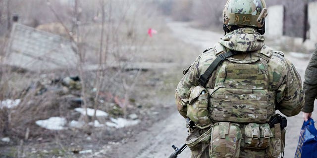 Image released by the Ukrainian Ministry of Defense on Thursday Feb 17, 2022 shows the frontline of Donbas, a conflict area with the Russian-backed separatists, during President Volodymyr Zelenskiy's visit to the Donetsk region in the east of Ukraine.