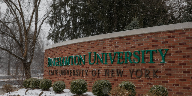 Binghamton University welcome sign.